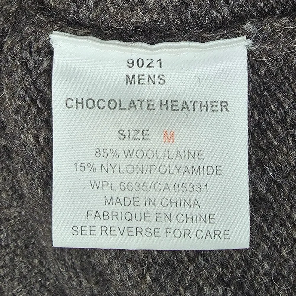 WOOLRICH MEN'S WOOL CREWNECK SWEATER – CHOCOLATE HEATHER – SIZE M – WOOL BLEND